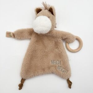 Mud Pie Neigh Horse Pony Tan Brown Plush Security Blanket Lovey Teether Toy